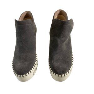 National Comfort Gray Suede Mini Boots Wedge Sporty EUC See Note on Size 9, 9.5